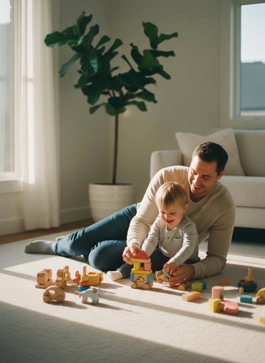 Parent and child playing