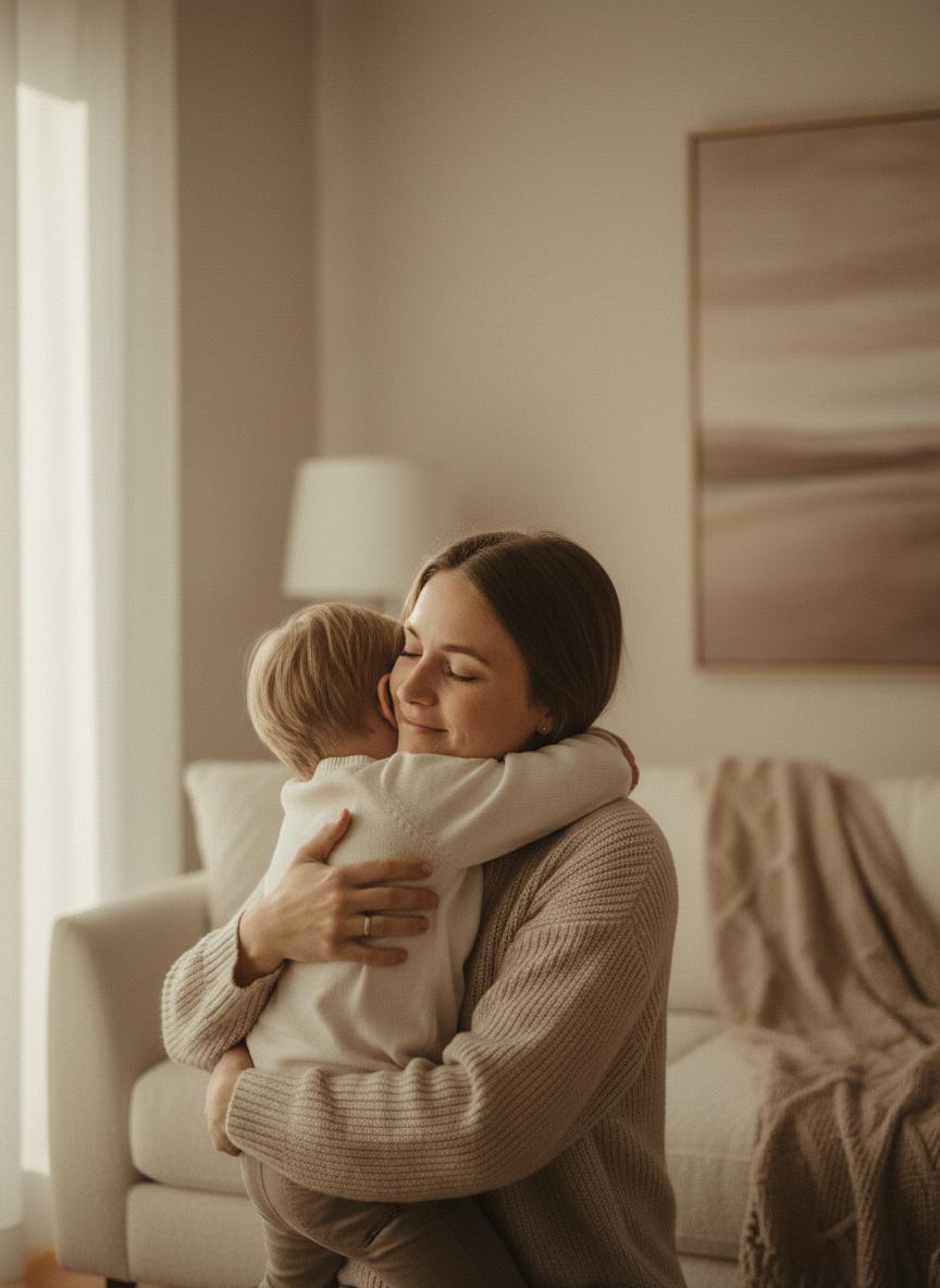 Parent hugging child